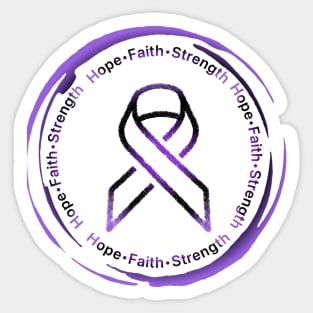 Hope•Faith•Strength Awareness Ribbon (Purple&Black) 2 Sticker